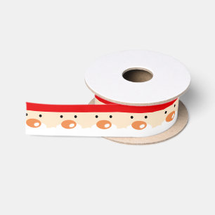 cute Christmas Santa Claus face Satin Ribbon