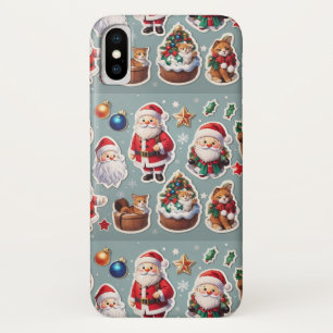 Cute Christmas Santa Claus & Holiday Pets Festive  iPhone X Case