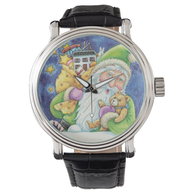 Cute Christmas, Santa Claus in Chimney with Toys Watch (Front)