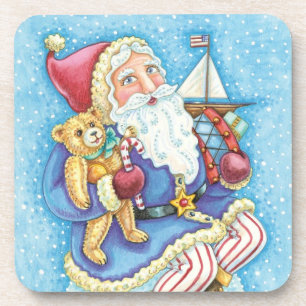 Cute Christmas, Santa Claus on Snowball with Toys Coaster