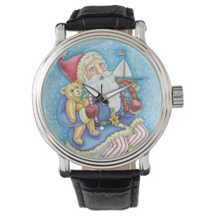 Cute Christmas, Santa Claus on Snowball with Toys Watch