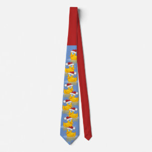 Cute Christmas Santa Claus Rubber Ducks Red Blue Tie
