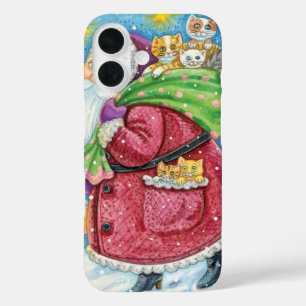 Cute Christmas, Santa Claus with Kittens and Cats! iPhone 16 Case