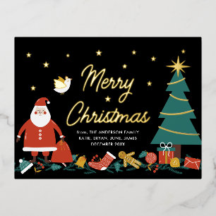 Cute Christmas Santa Foil Holiday Postcard