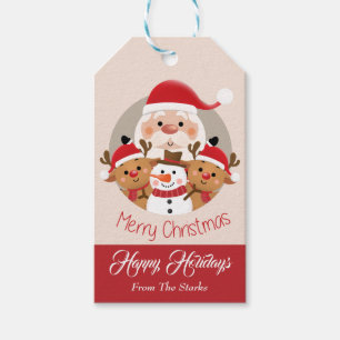 Cute Christmas Santa & Friends Gift Tags