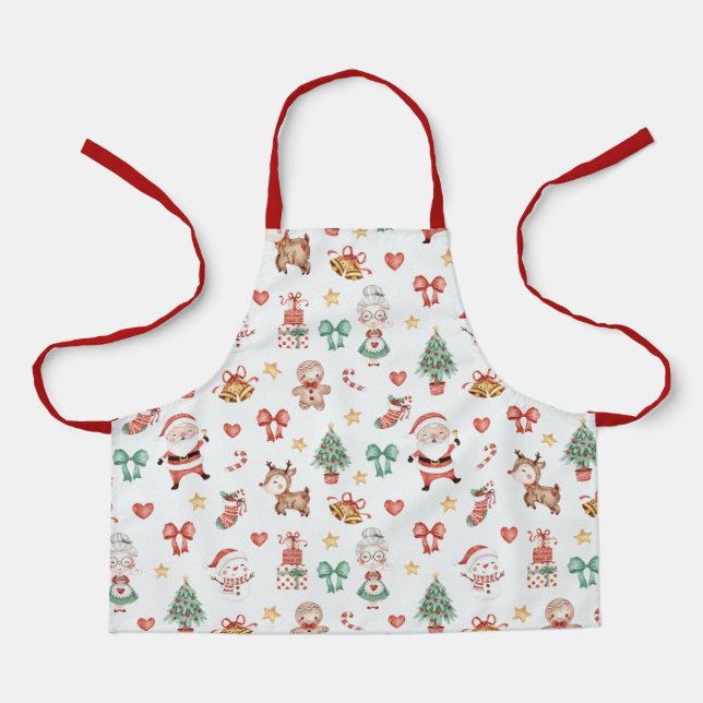 Cute Christmas Santa Gingerbread Man Rudolf Apron (Front)