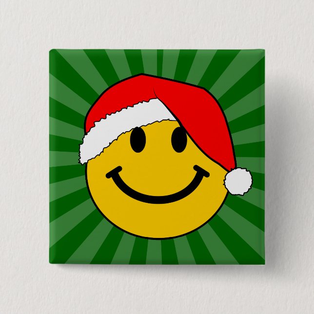 Cute Christmas Santa Happy Face 15 Cm Square Badge (Front)