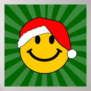 Cute Christmas Santa Happy Face Poster