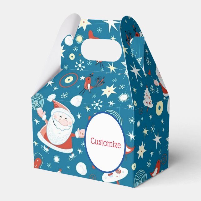 Cute Christmas Santa Pattern Gable Favour Box (Front Side)