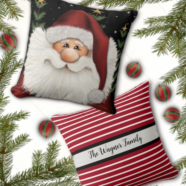 Cute Christmas Santa Personalised Name Holiday  Cushion (Creator Uploaded)