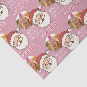 Cute Christmas Santa Personalised Photo Tissue Paper