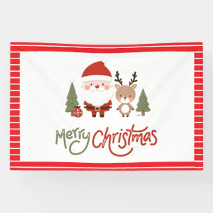 Cute Christmas Santa & Reindeer Banner