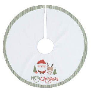Cute Christmas Santa & Reindeer Brushed Polyester Tree Skirt