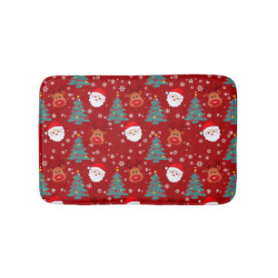 Cute Christmas Santa Reindeer   Christmas Holidays Bath Mat