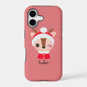 Cute Christmas Santa Reindeer Head