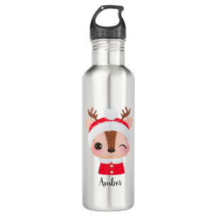 Cute Christmas Santa Reindeer Head 710 Ml Water Bottle