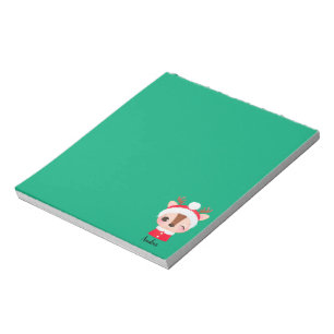 Cute Christmas Santa Reindeer Head Notepad