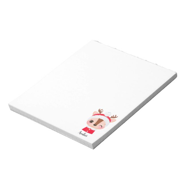 Cute Christmas Santa Reindeer Head Notepad (Rotated)
