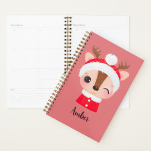 Cute Christmas Santa Reindeer Head Planner