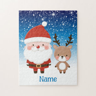 Cute Christmas Santa & Reindeer  Jigsaw Puzzle