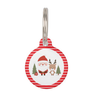 Cute Christmas Santa & Reindeer Pet Tag