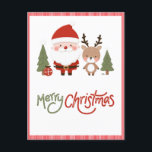 Cute Christmas Santa & Reindeer  Postcard<br><div class="desc">classic</div>