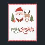 Cute Christmas Santa & Reindeer  Postcard<br><div class="desc">classic</div>