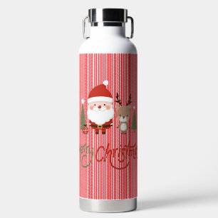 Cute Christmas Santa & Reindeer  Water Bottle