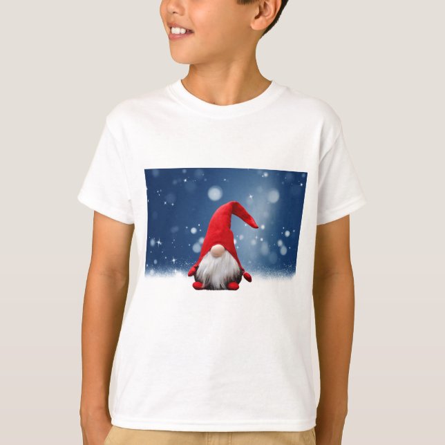 Cute Christmas Santa Snow Stars T-Shirt (Front)