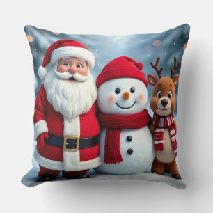 Cute Christmas Santa Snowman Reindeer Pillow