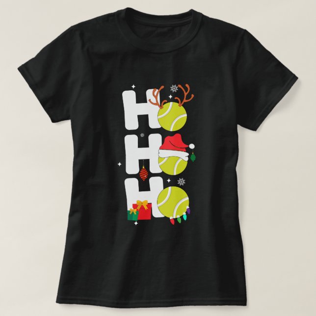 Cute Christmas Santa Tennis Lover T-Shirt (Design Front)