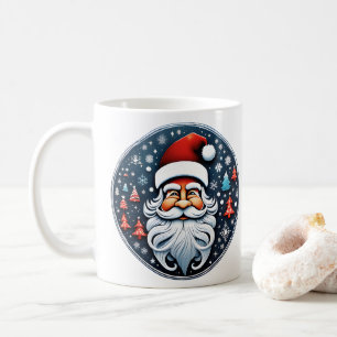 Cute Christmas Santa with Trees Festive Coffee Mug