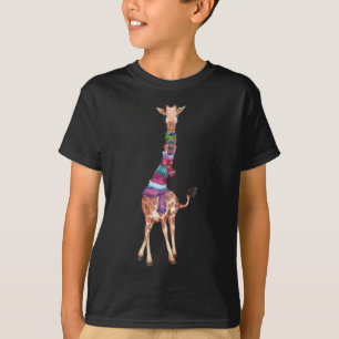 Cute Christmas Scarf Giraffe T-Shirt