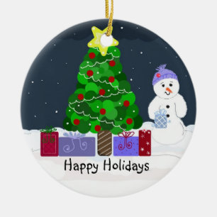 Cute Christmas Scene Ceramic Tree Decoration