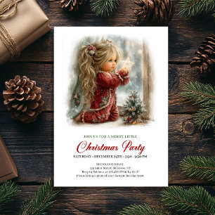 Cute Christmas Scene Cosy Girl Holiday Party Invitation