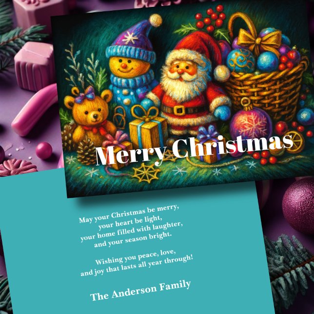 Cute Christmas Scene of Toys and Ornaments Holiday Card (Creator Uploaded)