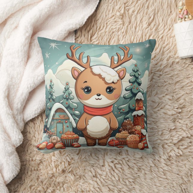 Cute christmas scene throw pillow (Blanket)