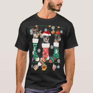 Cute Christmas Schnauzer In Sock Xmas Reindeer San T-Shirt