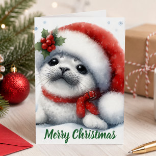 Cute Christmas Seal Holiday Card