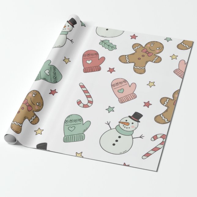Cute Christmas Seamless Pattern Wrapping Paper – G (Unrolled)