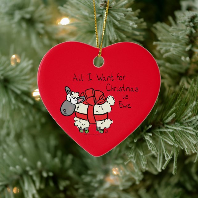 Cute Christmas Sheep Cartoon Ceramic Ornament (Tree)