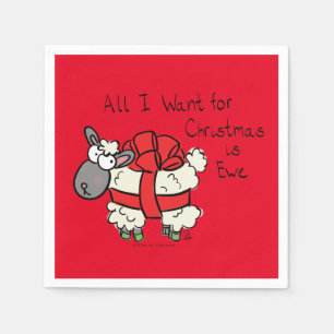 Cute Christmas Sheep Cartoon Napkin