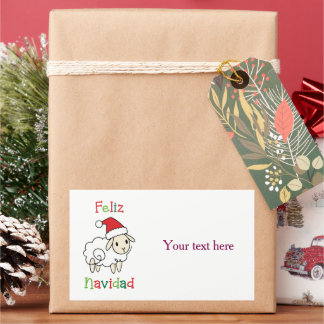 Cute Christmas Sheep – Feliz Navidad Rectangular Sticker