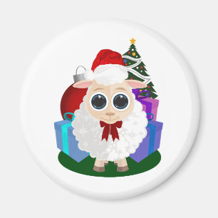 Cute Christmas Sheep Festive Farmhouse Holiday Magnet