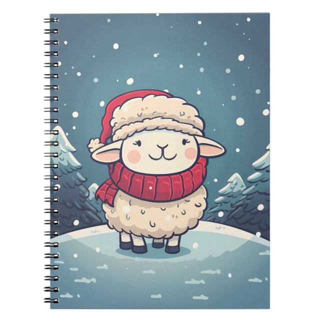 Cute Christmas Sheep Notebook (Front)