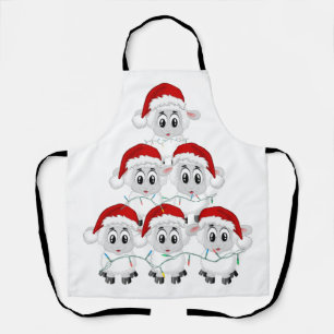 Cute Christmas Sheep Tree Apron