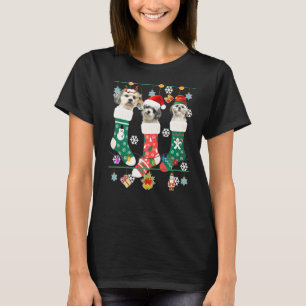 Cute Christmas Shih Tzu In Sock Xmas Reindeer Sant T-Shirt