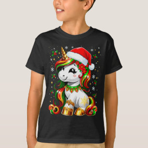 Cute Christmas Shirt Girls Women Xmas Unicorn Chri