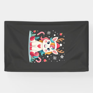 Cute Christmas Shirt Girls Women Xmas Unicorn Deer Banner