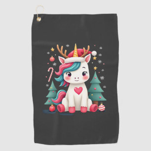 Cute Christmas Shirt Girls Women Xmas Unicorn Deer Golf Towel